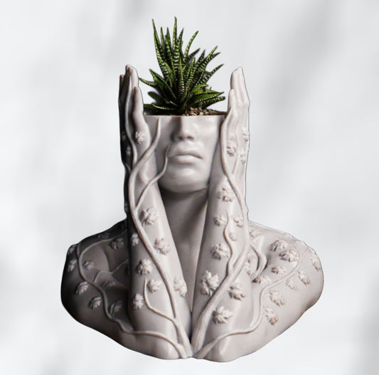 Mythic Ivy Woman Planter – Stone-Style Goddess Vase for Succulents & Decor