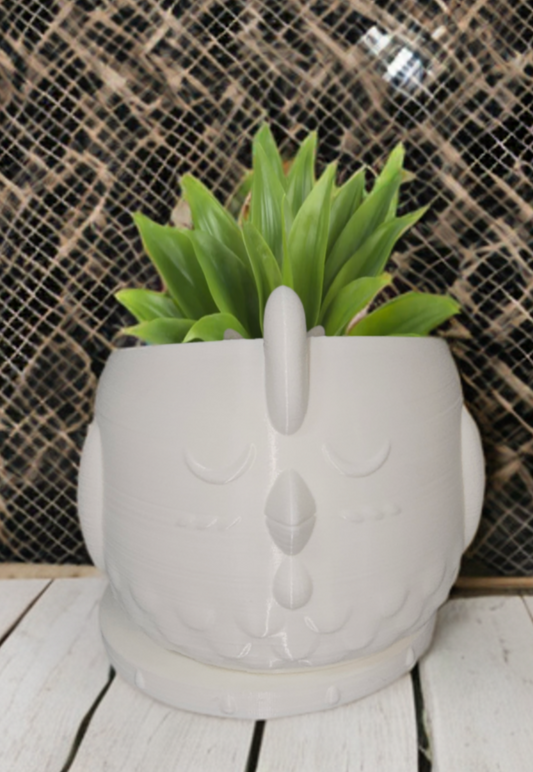 Chicken Planter – White | Cute Indoor Plant Pot with Drainage | Farmhouse Decor | Unique Gift for Plant Lovers